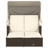 vidaXL Double Sun Lounger with Canopy-Brown Poly Rattan-Adjustable-Comfort Cushions-Weather-Resistant - 4 of 4