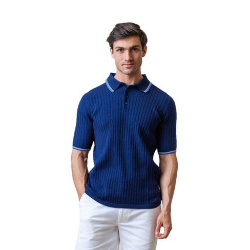 Navy blue color short sleeves polo for men