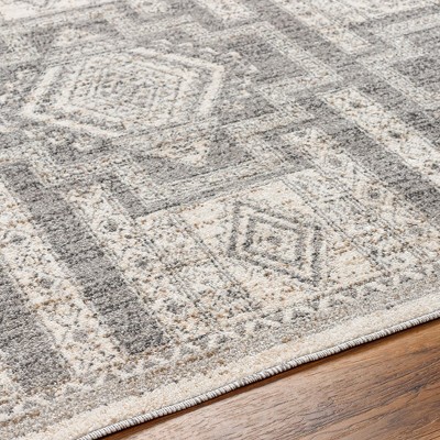 Amaris Light Gray Geometric Synthetic Fur 5'3" x 7'3" Area Rug