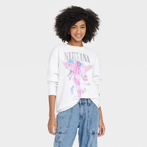 NIRVANA Womens Crewneck Sweatshirt - OFF WHITE