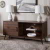 Saracina Home Single Door Mid-Century Modern TV Stand for TVs up to 58" Dark Walnut - 2 of 4