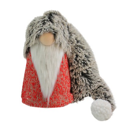 Northlight 13" Red, Grey and White Long Fluffy Hat Gnome Christmas Decoration