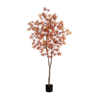 Nearly Natural 6-ft Autumn Japanese Maple Artificial Fall Tree