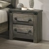 Vynxaria Rustic Farmhouse 1pc Bedside Table Nightstand - Melamine Paper, Engineered Wood/Rubberwood/Metal, Antique Brass Drop Handles, Rustic Gray - 4 of 4