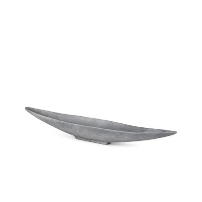 HomeRoots 32" Gray Cast Aluminum Oval Centerpiece Bowl