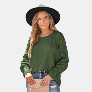Women's Solid Wavy Texture Knit Sweater -Cupshe - 1 of 4