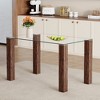 VYNXARIA 49.6'' x 30'' Transparent Tempered Glass Dining Table with Walnut/Wood  MDF Legs - Simple & Elegant Design - 4 of 4