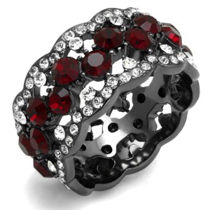 Slickblue Women’s IP Black Stainless Steel Ring with Continuous Siam Synthetic Crystals – Modern Pave Jewelry 5-10 - 1 of 4