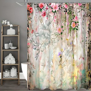Paaaawaters Bloom Your Bathroom: Vibrant, Proof Floral Curtain with Easy Care & Waterproof Design - 1 of 4