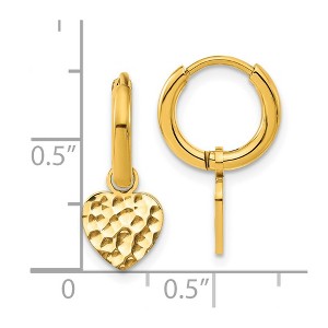 Chisel Stainless Steel Polished Hammered Yellow IP-plated Heart Dangle Hoop Earrings - 1 of 4