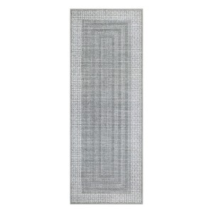 Washable Modern Geometric Bordered Living Room Rugs, Soft Thin Non Slip Large Throw Carpet for Dining Room Bedroom - 1 of 4