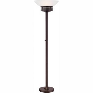 Possini Euro Design Light Blaster Modern Torchiere Floor Lamp 72 1/2" Tall Warm Bronze LED White Frosted Glass Bowl Shade for Living Room Bedroom Home - 1 of 4