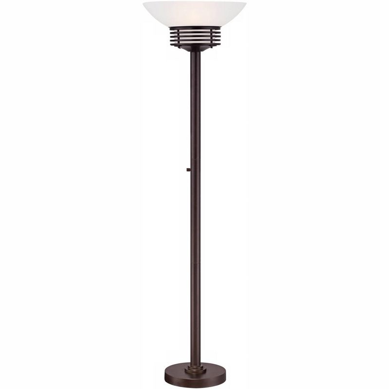 Possini Euro Design Light Blaster Modern Torchiere Floor Lamp 72 1/2" Tall Warm Bronze LED White Frosted Glass Bowl Shade for Living Room Bedroom Home, 1 of 10