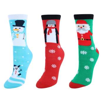 CTM Women's Christmas Holidays Crew Novelty Socks (3 Pair Pack)