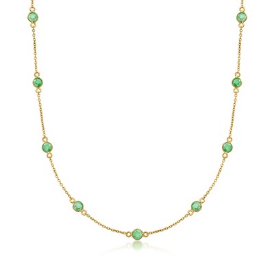 Ross-Simons 2.20 ct. t.w. Emerald Station Necklace in 18kt Gold Over Sterling