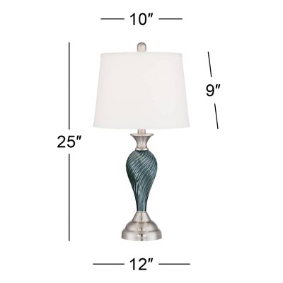Arden 25" Green-Blue Glass Twist Column Table Lamps Set of 2