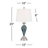 Regency Hill Arden 25" High Twist Column Modern Coastal Table Lamps Set of 2 Green-Blue Glass Living Room Bedroom Bedside Nightstand House Office - 4 of 4