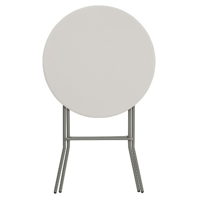 Emma + Oliver 2.63-Foot Round White Plastic Bar Height Folding Table