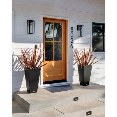 Black Tall Square Plastic Planter Set for Indoor/Outdoor Use