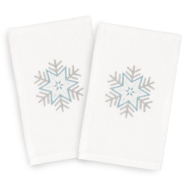 2pk Crystal Snowflake Hand Towel Set White - Linum Home Textiles, 3 of 5