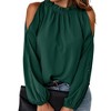 Women's Cold Shoulder Blouse Ruffle Neckline Long Sleeve Top Elegant Casual Shirt - 4 of 4