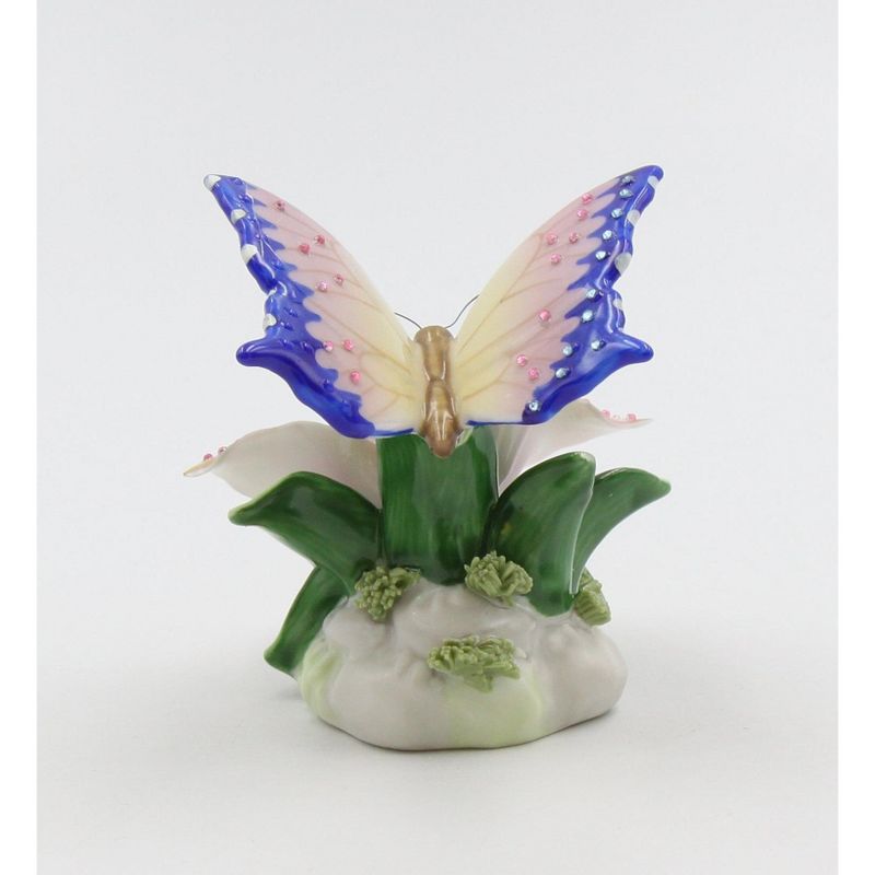 Kevins Gift Shoppe Ceramic Glittering Butterfly and Lily Flower in Bloom Figurine, 4 of 7