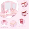 Kids Vanity Set, Pretend Play Girls Vanity Table and Chair Set with Tri-Fold Mirror - 2 of 4