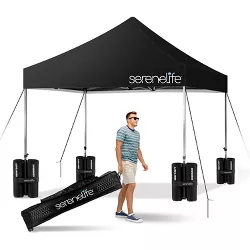 SereneLife Pop Up Canopy Tent 10x10 - Commercial Instant Shelter Foldable/Collapsible Sun Shade Canopy Pop Up Tent w/Waterproof SLGZ10BA