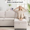 Vipbear combination sofa with pull-out bed, high-end modern linen U-shaped sofa bed, 101 "convertible sofa, 7-seater combination sofa, beige - 4 of 4