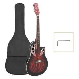 Karl Home GT102 41inch Full-Size EQ Cutaway Spruce Top Grape Voice Hole Round Back Acoustic-Electric Guitar Red - 1 of 4