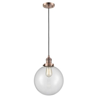 Beacon - 1 Light Cord Hung Mini Pendant In Industrial Style-13 Inches Tall and 10 Inches Wide