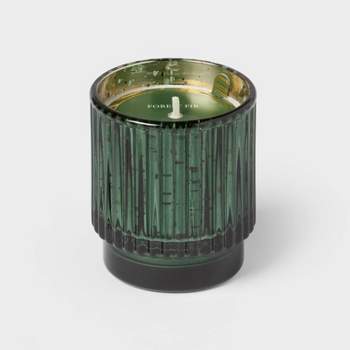 Ribbed Mercury Glass Forest Fir Footed Jar Candle Green - Threshold™