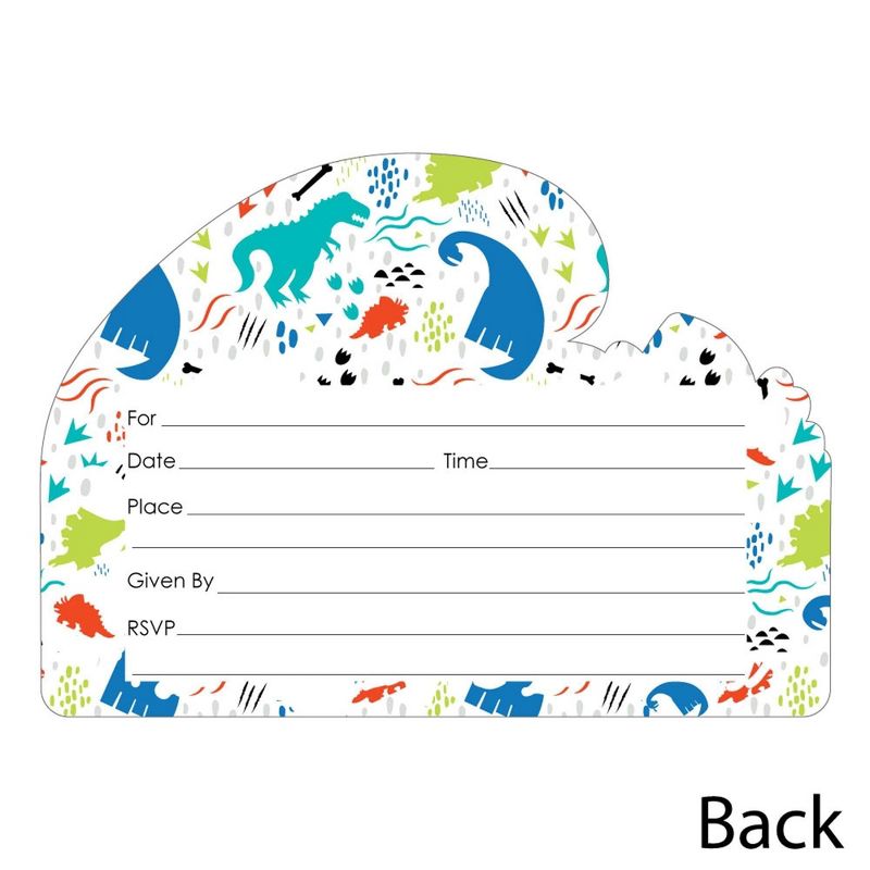 Big Dot of Happiness Roar Dinosaur - Shaped Fill-in Invites - Dino Mite T-Rex Baby Shower or Birthday Party Invite Cards with Envelopes - Set of 12, 3 of 7