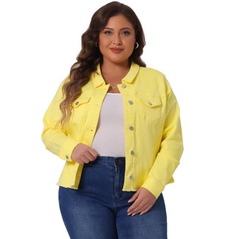 Plus size yellow jean jacket shop