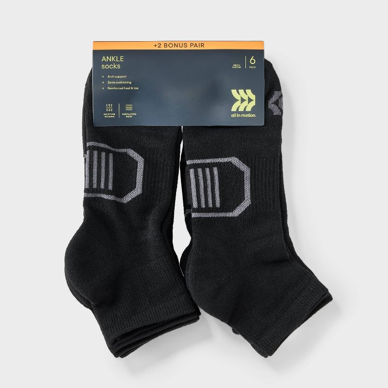 Men&#39;s Striped Cushioned Ankle Socks 8pk - All In Motion&#8482; 6-12, 2 of 4
