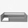 NicBex Kids Montessori Bed with Fence,Wood Floor Bed with High Guardrails Design,Twin/Full Size Toddler bed for Bedroom Playroom,White/Gray/Brown - image 4 of 4