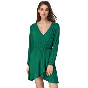 Women's Cross V-Neck Wrap Ruffle Party Mini Dress - 1 of 4