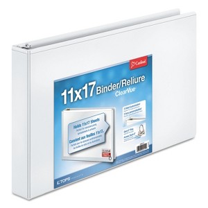 Cardinal 11 x 17 ClearVue Slant-D Ring Binder 1 1/2" Cap White 22122 - 1 of 4