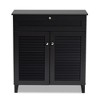 Shelf Wood Shoe Storage Cabinet with Drawer Coolidge Finished Dark Gray - Baxton Studio: Entryway Organizer, Holds 12 Pairs - 3 of 4