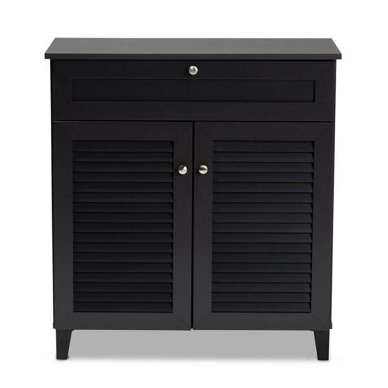 Shelf Wood Shoe Storage Cabinet with Drawer Coolidge Finished Dark Gray - Baxton Studio, 4 of 12