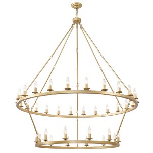 PAKOKULA 2-Tier 36-Lights Gold Dimmable Candle Style Wagon Wheel Chandelier for Living Room Dining Room Kitchen - 1 of 4