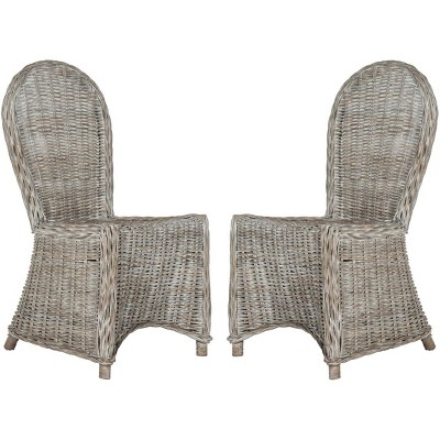 Merdan White Rattan and Cane Transitional Side Chair Set