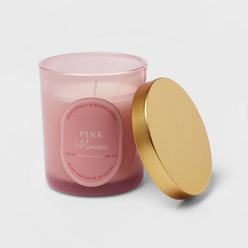 4.5oz Lidded Glass Candle Pink Mimosa - Threshold&#8482;, 3 of 4