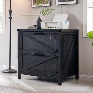 SinCiDo Farmhouse File Cabinet 2 Drawer w/Lock, Home Office Lateral Filing Cabinet Compatible Legal Letter A4 F4 Size Documents - 1 of 4
