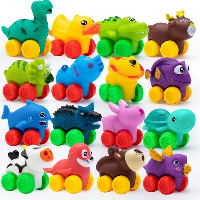 SYNCFUN Animal Cars Toy, Soft Rubber Car Set Toy, Baby Mini Toy Vehicles, Bath Toy Car for Boys Girls, Christmas Birthday Gift, Party Favors for Kids