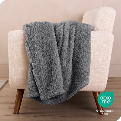 Twin/Twin XL Gray Reversible Sherpa Fleece Blanket