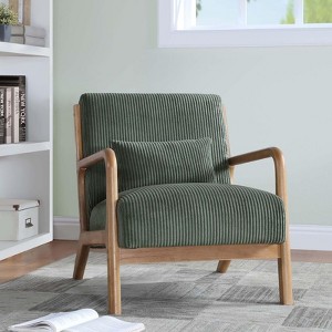 RISOKEYS Mid-Century Modern Accent Chair with Pillow: Stylish Corduroy Upholstery & Easy Assembly - for Living Room, Bedroom, Balcony Decor - 1 of 4