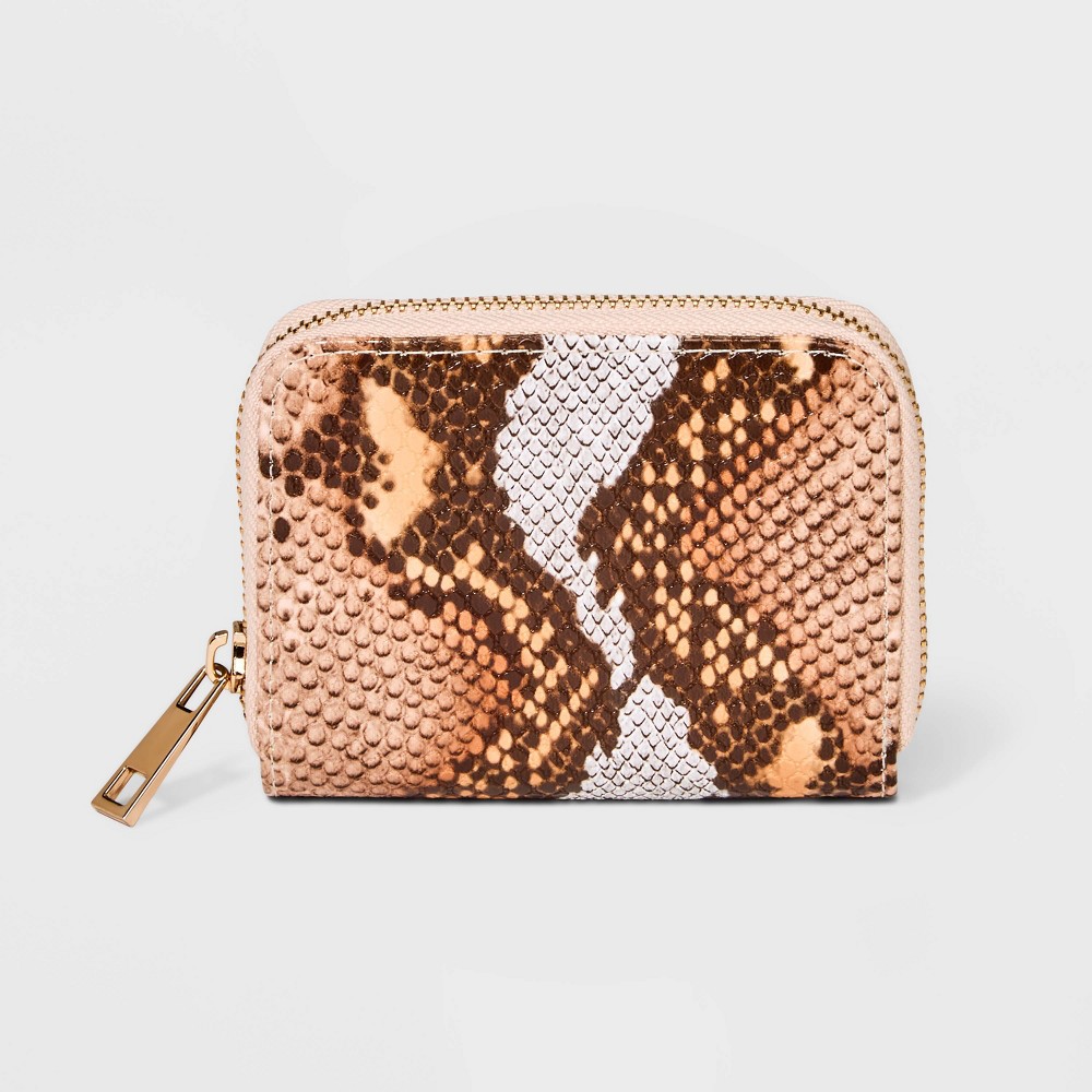 Women's Snake Print Small Zip Wallet - A New Day , Multicolored/Snake Print