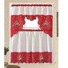 Home Mart Goods Red White Christmas Santa Claus Embroidery Kitchen Curtain 3PC Set Swag & Tiers Set - 2 of 4