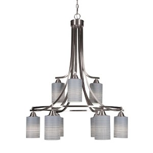 Toltec Lighting Paramount 9 - Light Chandelier in  Brushed Nickel with 4" Gray Matrix Shade - 1 of 1